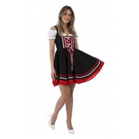 Dirndl:  jurk 2-delig in de kleuren Rood,Blauw,Rose en Zwart 100% katoen